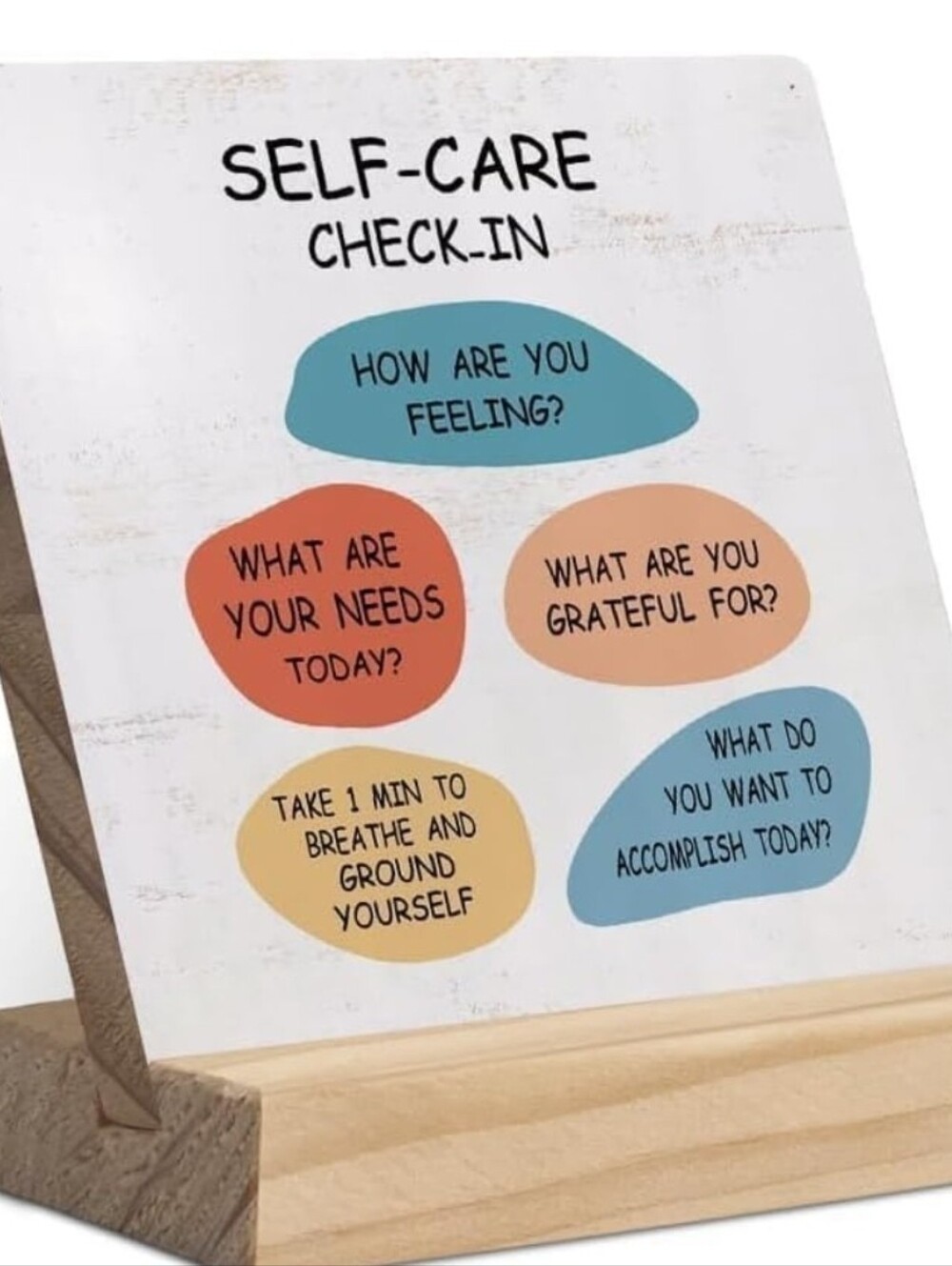 Self-Care Check-In Desk Sign with Colorful Prompts
